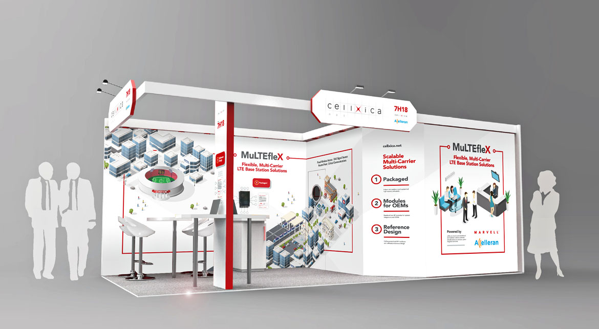 MWC exhibiton stand design for cellxica innovative radio and cellular solutions
