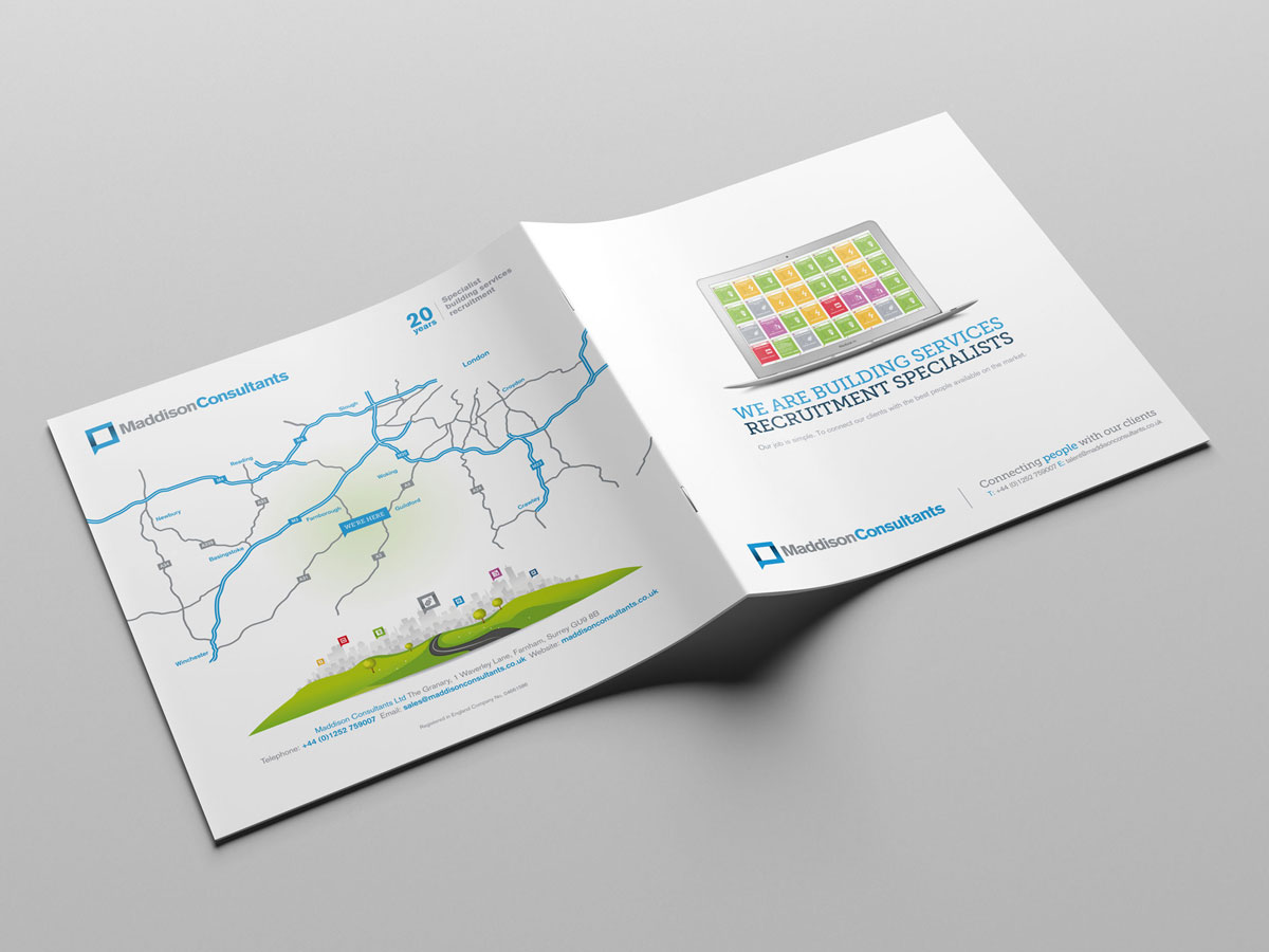 Bespoke Brochure design for recruitment and training business Maddison Consultants