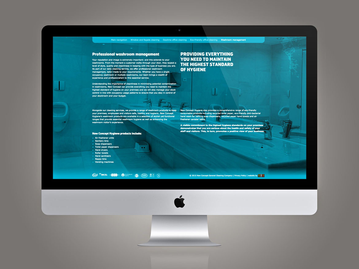 Bespoke website design for environmentally friendly commercial cleaning company, Surrey