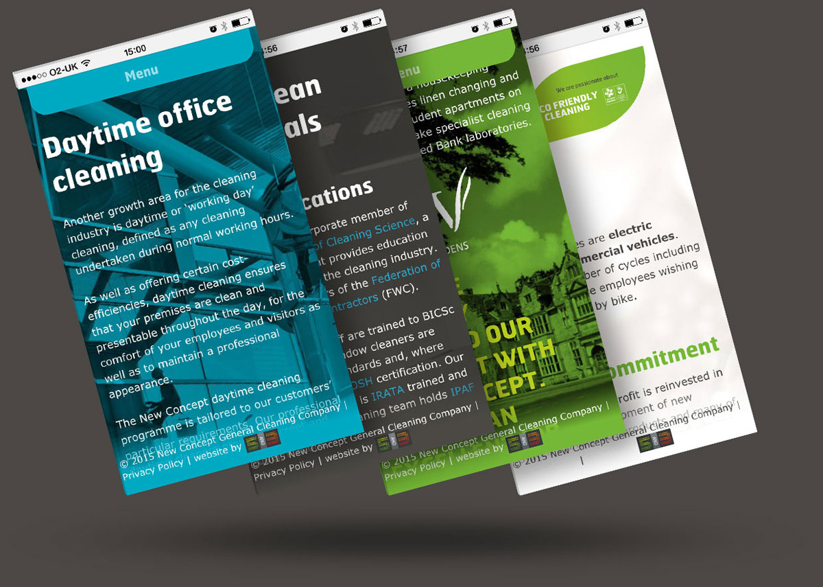 Bespoke mobile website design and build for commercial cleaning company in Surrey