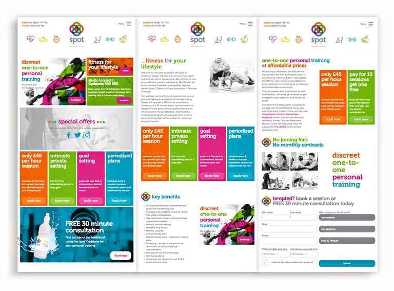 Bespoke fully responsive mobile website page designs