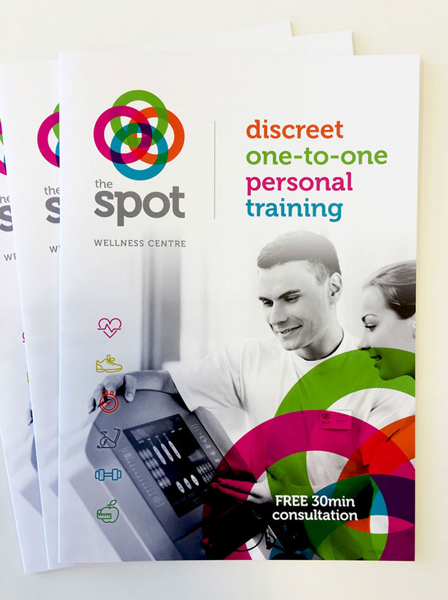 brochure design for Surrey fitness centre and gym the spot