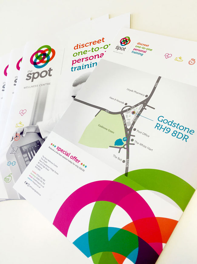 Brochure design for start-up business fitness centre the spot