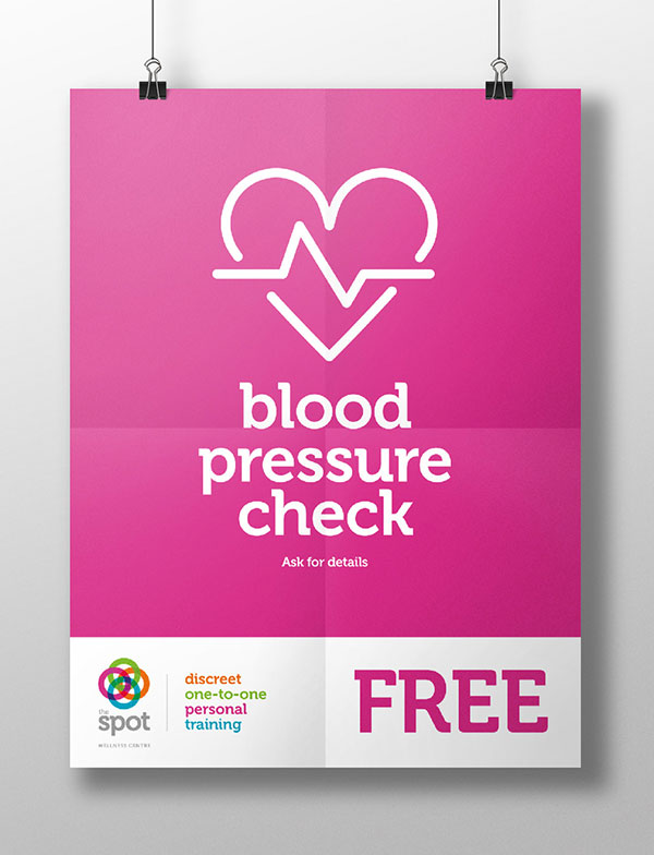 Free health check Poster design for Surrey fitness centre and gym the spot