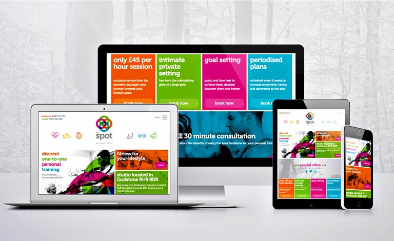 Bespoke fully responsive website design, develoment and build for The Spot Fitness studio