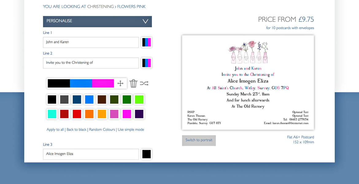 Sagepay integration and ecommerce website design for personalisation illustrations business
