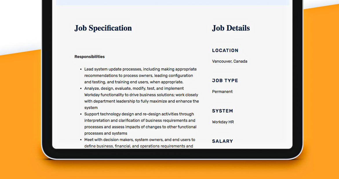 Website design and Bullhorn integration solution for Global Workday Recruitment Specialists