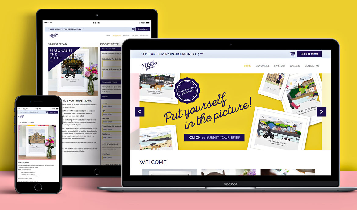 Website design for personalised contemporary illustration studio in Bristol