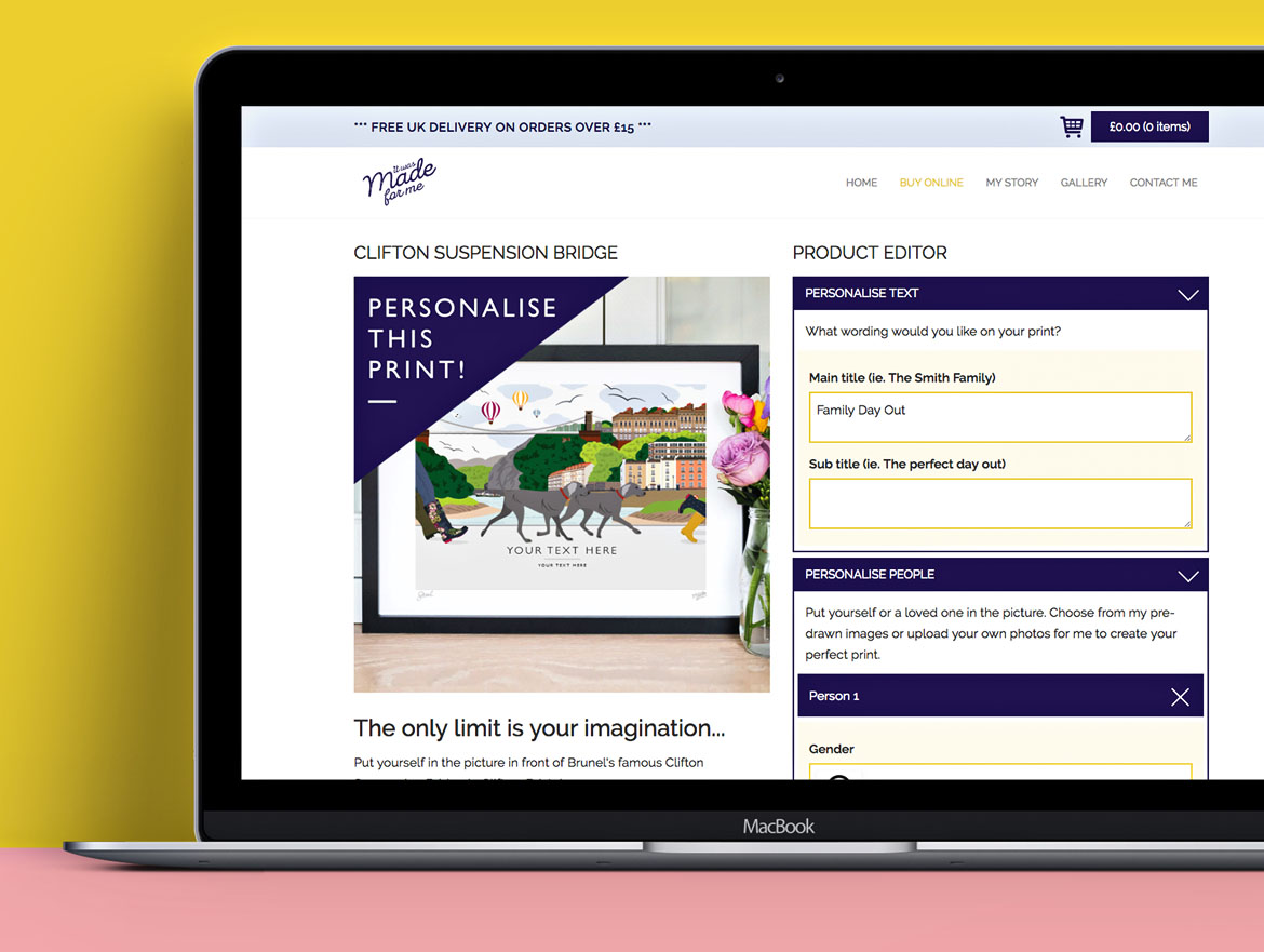 Website design for personalised contemporary illustration studio in Bristol