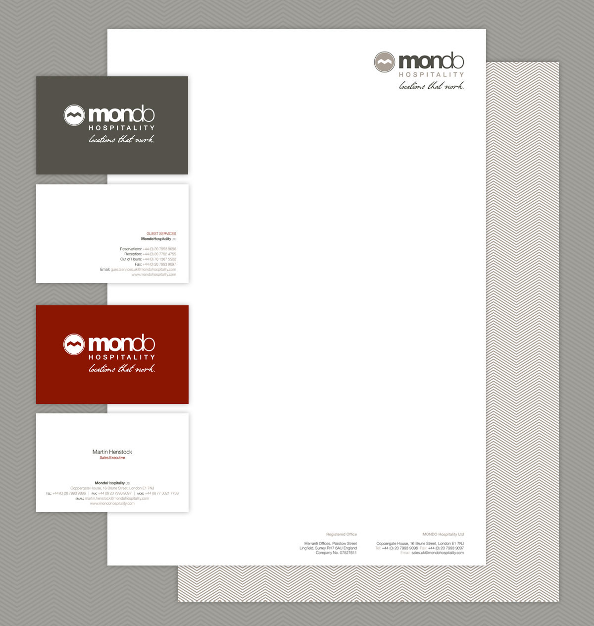 Business stationery for hotel and hospitality company London
