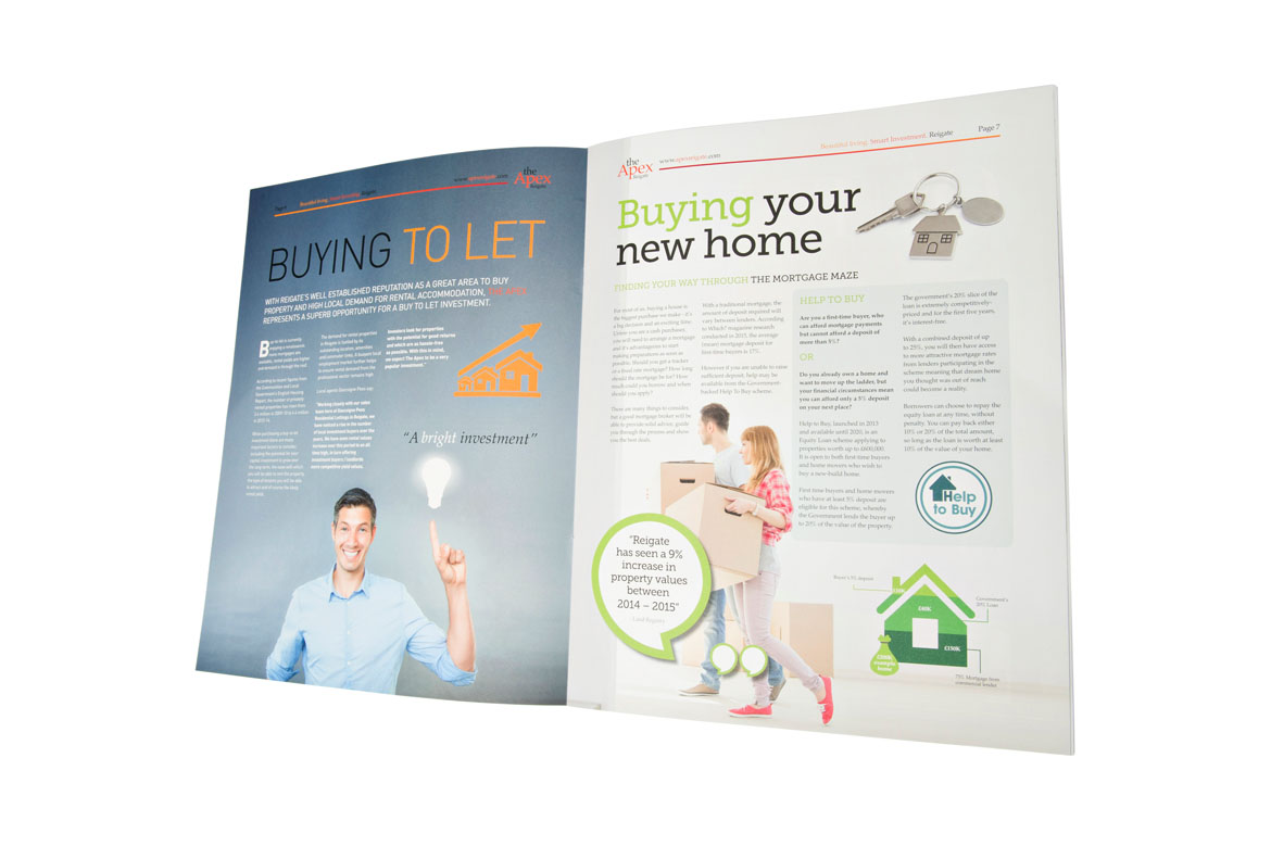 Property developemnt brochure design for The Apex, Reigate