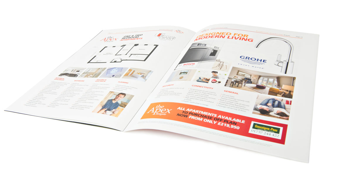 Property developemnt brochure design for The Apex, Reigate