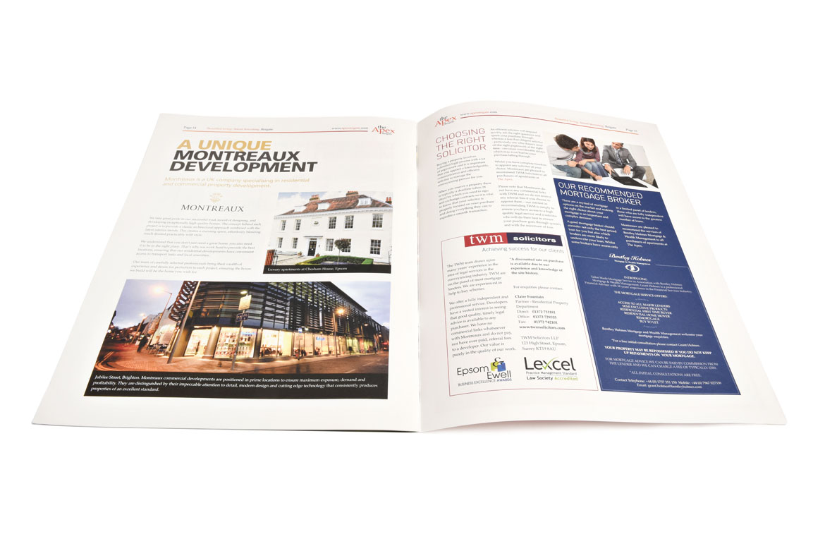 Property developemnt brochure design for The Apex, Reigate
