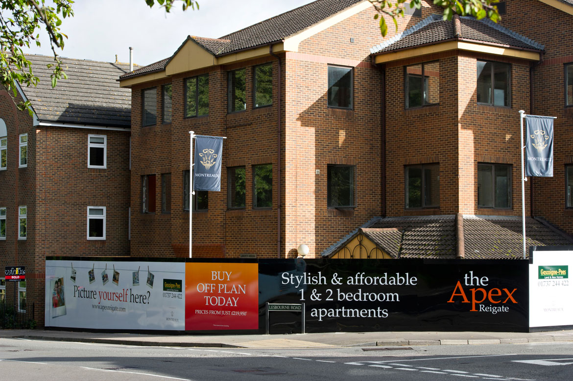 Property hoarding deisgn for the Apex Reigate