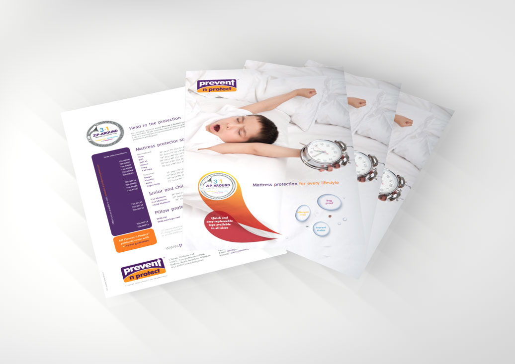 Brochure design for bed bug protection company Prevent n Protect