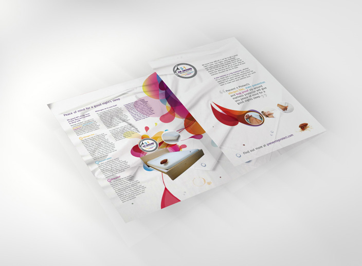 Brochure design for bed bug protection company Prevent n Protect