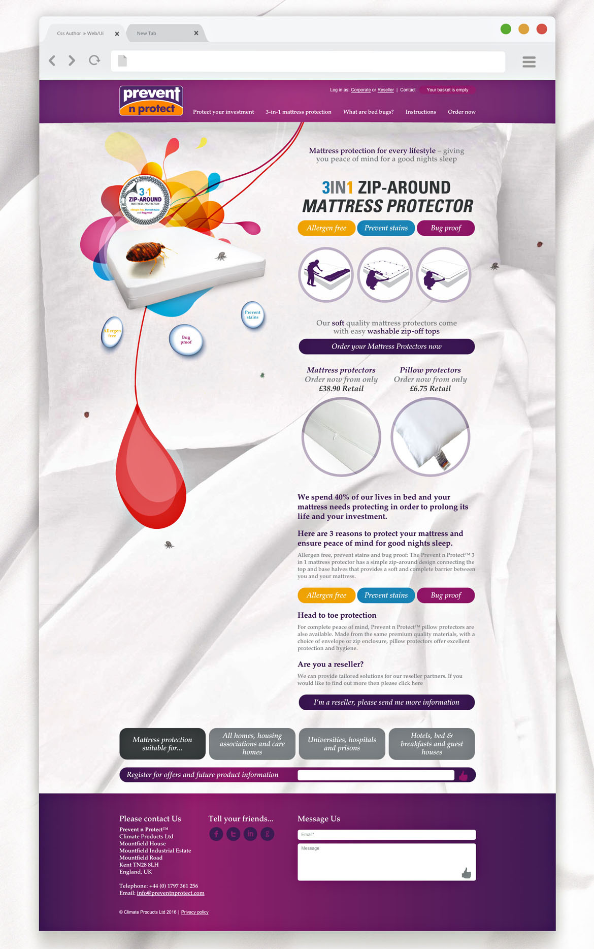 eCommerce website solution for bed bug protection company Prevent n Protect by 5and3