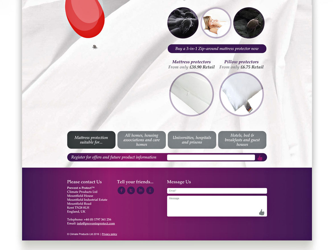 eCommerce website solution for bed bug protection company Prevent n Protect by 5and3