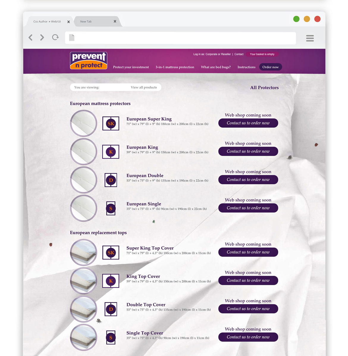 eCommerce website solution for bed bug protection company Prevent n Protect by 5and3