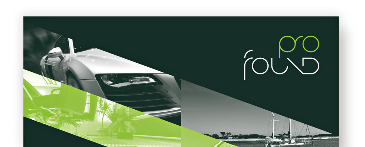 brand logo and business card design insurance services company ProFound Risk Management