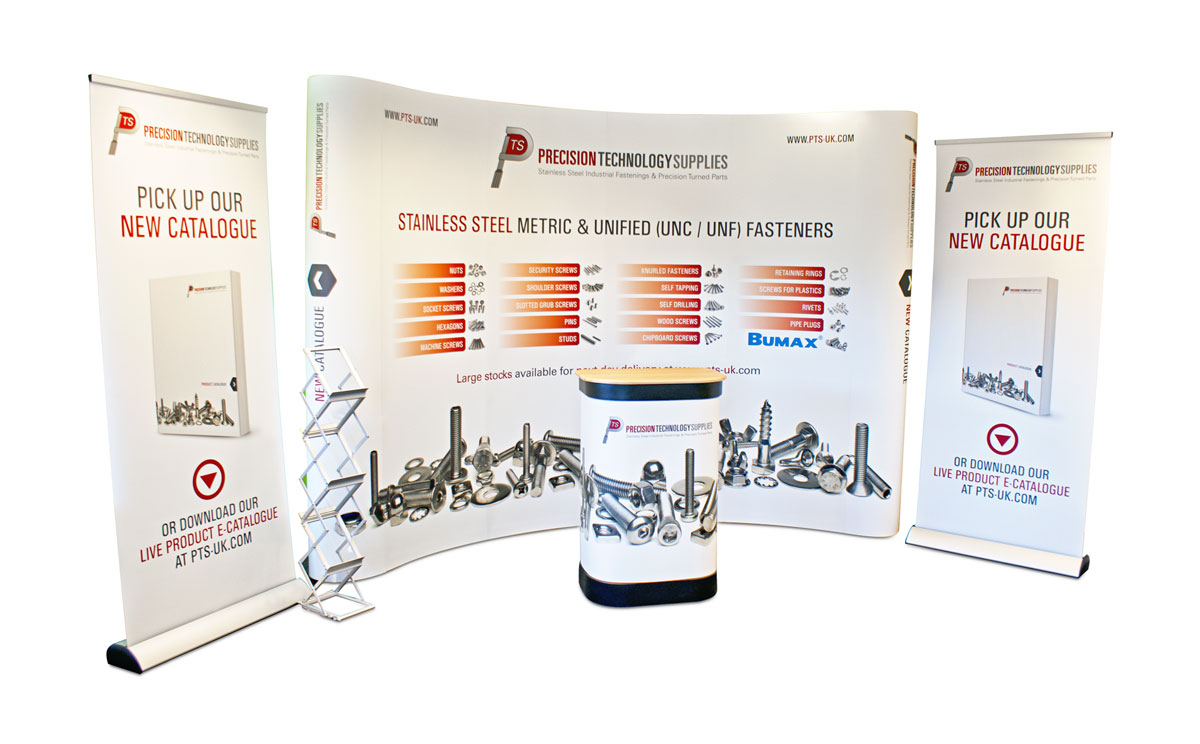 Pop up stand and pull up banner design for stainless steel exhibition